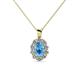 1 - Cadena Blue Topaz and Diamond Halo Pendant 