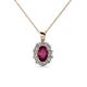 1 - Cadena Rhodolite Garnet and Diamond Halo Pendant 
