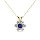1 - Akina 0.81 ctw (3.80mm) Blue Sapphire and Round Natural Diamond Floral Halo Pendant 