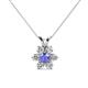 1 - Akina 0.80 ctw (3.80mm) Tanzanite and Round Natural Diamond Floral Halo Pendant 
