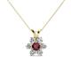 1 - Akina 0.81 ctw (3.80mm) Ruby and Round Natural Diamond Floral Halo Pendant 