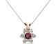 1 - Akina 0.81 ctw (3.80mm) Ruby and Round Natural Diamond Floral Halo Pendant 