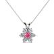 1 - Akina 0.78 ctw (3.80mm) Pink Tourmaline and Round Natural Diamond Floral Halo Pendant 