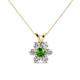 1 - Akina 0.83 ctw (3.80mm) Green Garnet and Round Natural Diamond Floral Halo Pendant 