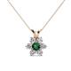 1 - Akina 0.78 ctw (3.80mm) Emerald and Round Natural Diamond Floral Halo Pendant 