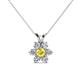 1 - Akina 0.81 ctw (3.80mm) Yellow Sapphire and Round Natural Diamond Floral Halo Pendant 