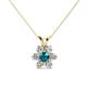 1 - Akina 0.79 ctw (3.80mm) London Blue Topaz and Round Natural Diamond Floral Halo Pendant 