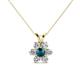 1 - Akina 0.80 ctw (3.80mm) Blue Diamond and Round Natural Diamond Floral Halo Pendant 
