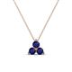 1 - Emma 0.32 ctw (3.00 mm) Round Blue Sapphire Three Stone Pendant 