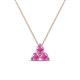 1 - Emma 0.51 ctw (3.00 mm) Round Pink Sapphire Three Stone Pendant 