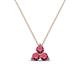1 - Emma 0.24 ctw (3.00 mm) Round Pink Tourmaline Three Stone Pendant 