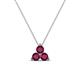 1 - Emma 0.35 ctw (3.00 mm) Round Rhodolite Garnet Three Stone Pendant 