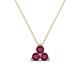 1 - Emma 0.35 ctw (3.00 mm) Round Rhodolite Garnet Three Stone Pendant 