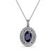 1 - Calice Blue Sapphire and Diamond Double Halo Pendant 