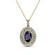 1 - Calice Blue Sapphire and Diamond Double Halo Pendant 
