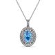 1 - Calice Blue Topaz and Diamond Double Halo Pendant 