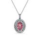 1 - Calice Rhodolite Garnet and Diamond Double Halo Pendant 