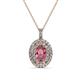 1 - Calice Rhodolite Garnet and Diamond Double Halo Pendant 