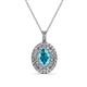 1 - Calice London Blue Topaz and Diamond Double Halo Pendant 