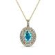 1 - Calice London Blue Topaz and Diamond Double Halo Pendant 
