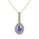 1 - Quy 0.81 ctw (6x4 mm) Pear Shape Tanzanite and Round Natural Diamond Teardrop Halo Pendant 