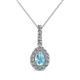 1 - Quy 0.71 ctw (6x4 mm) Pear Shape Aquamarine and Round Natural Diamond Teardrop Halo Pendant 