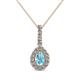 1 - Quy 0.71 ctw (6x4 mm) Pear Shape Aquamarine and Round Natural Diamond Teardrop Halo Pendant 