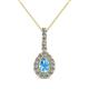 1 - Quy 0.86 ctw (6x4 mm) Pear Shape Blue Topaz and Round Natural Diamond Teardrop Halo Pendant 
