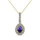 1 - Quy 0.71 ctw (6x4 mm) Pear Shape Iolite and Round Natural Diamond Teardrop Halo Pendant 