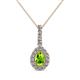 1 - Quy 0.86 ctw (6x4 mm) Pear Shape Peridot and Round Natural Diamond Teardrop Halo Pendant 