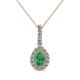 1 - Quy 0.76 ctw (6x4 mm) Pear Shape Emerald and Round Natural Diamond Teardrop Halo Pendant 