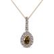 1 - Quy 0.71 ctw (6x4 mm) Pear Shape Smoky Quartz and Round Natural Diamond Teardrop Halo Pendant 