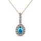 1 - Quy 0.86 ctw (6x4 mm) Pear Shape London Blue Topaz and Round Natural Diamond Teardrop Halo Pendant 
