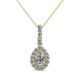 1 - Quy 0.86 ctw (6x4 mm) Pear Shape Natural Diamond and Round Diamond Teardrop Halo Pendant 