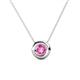 1 - Arela 5.00 mm Round Lab Created Pink Sapphire Donut Bezel Solitaire Pendant Necklace 