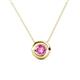 1 - Arela 5.00 mm Round Lab Created Pink Sapphire Donut Bezel Solitaire Pendant Necklace 