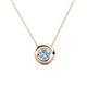 1 - Arela 5.00 mm Round Aquamarine Donut Bezel Solitaire Pendant Necklace 