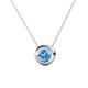 1 - Arela 5.00 mm Round Blue Topaz Donut Bezel Solitaire Pendant Necklace 