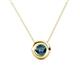 1 - Arela 5.00 mm Round Blue Diamond Donut Bezel Solitaire Pendant Necklace 