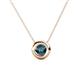 1 - Arela 5.00 mm Round Blue Diamond Donut Bezel Solitaire Pendant Necklace 