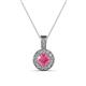 1 - Astera Pink Tourmaline and Diamond Circle Halo Pendant 