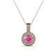 1 - Astera Pink Tourmaline and Diamond Circle Halo Pendant 