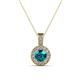 1 - Astera London Blue Topaz and Diamond Circle Halo Pendant 