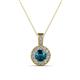 1 - Astera Blue and White Diamond Circle Halo Pendant 