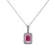 1 - Lilian 0.80 ctw (6x4 mm) Emerald Cut Pink Sapphire and Round Natural Diamond Halo Pendant 