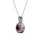 2 - Astera Red Garnet and Diamond Circle Halo Pendant 