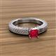 3 - Kaelan 6.00 mm Princess Cut Lab Created Ruby Solitaire Engagement Ring 