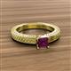 3 - Kaelan 6.00 mm Princess Cut Rhodolite Garnet Solitaire Engagement Ring 