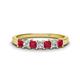 1 - Erica 3.00 mm Princess Cut Ruby and Diamond 7 Stone Wedding Band 