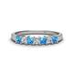 1 - Erica 3.00 mm Princess Cut Blue Topaz and Diamond 7 Stone Wedding Band 